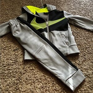 Nike Kids Gray and Black Set with Neon Yellow Accents